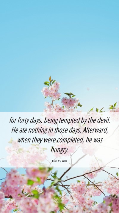 Picture 06 - Luke 4:2 WEB Mobile Phone Wallpaper - for forty days, being tempted by the devil. He - Mobile Bible Verse Wallpaper