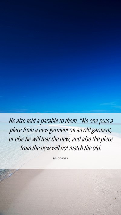 Picture 06 - Luke 5:36 WEB Mobile Phone Wallpaper - He also told a parable to them. 