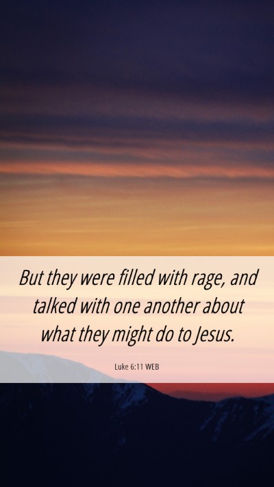 Picture 06 - Luke 6:11 WEB Mobile Phone Wallpaper - But they were filled with rage, and talked with - Mobile Bible Verse Wallpaper