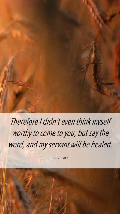 Picture 06 - Luke 7:7 WEB Mobile Phone Wallpaper - Therefore I didn't even think myself worthy to - Mobile Bible Verse Wallpaper