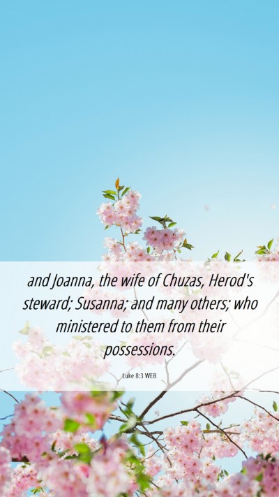 Picture 06 - Luke 8:3 WEB Mobile Phone Wallpaper - and Joanna, the wife of Chuzas, Herod's steward; - Mobile Bible Verse Wallpaper