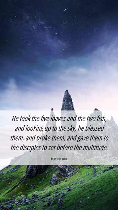 Picture 06 - Luke 9:16 WEB Mobile Phone Wallpaper - He took the five loaves and the two fish, and - Mobile Bible Verse Wallpaper
