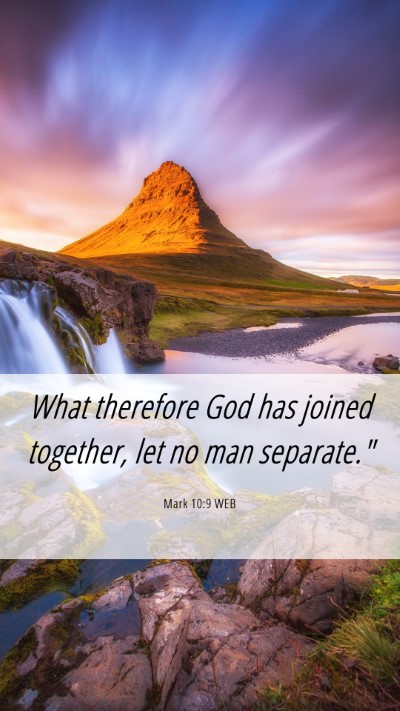 Picture 06 - Mark 10:9 WEB Mobile Phone Wallpaper - What therefore God has joined together, let no - Mobile Bible Verse Wallpaper