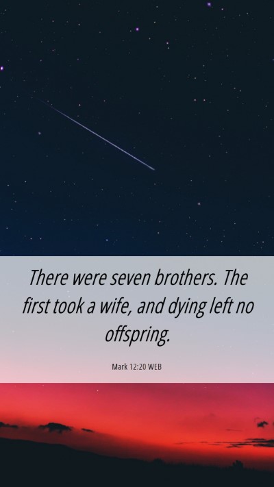 Picture 06 - Mark 12:20 WEB Mobile Phone Wallpaper - There were seven brothers. The first took a wife, - Mobile Bible Verse Wallpaper