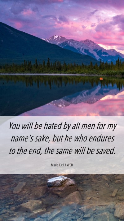 Picture 06 - Mark 13:13 WEB Mobile Phone Wallpaper - You will be hated by all men for my name's sake, - Mobile Bible Verse Wallpaper