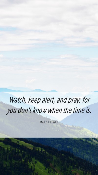 Picture 06 - Mark 13:33 WEB Mobile Phone Wallpaper - Watch, keep alert, and pray; for you don't know - Mobile Bible Verse Wallpaper