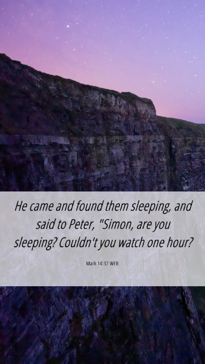 Picture 06 - Mark 14:37 WEB Mobile Phone Wallpaper - He came and found them sleeping, and said to - Mobile Bible Verse Wallpaper