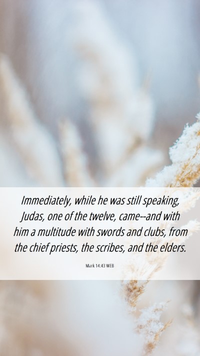 Picture 06 - Mark 14:43 WEB Mobile Phone Wallpaper - Immediately, while he was still speaking, Judas, - Mobile Bible Verse Wallpaper