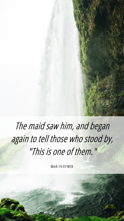 Picture 06 - Mark 14:69 WEB Mobile Phone Wallpaper - The maid saw him, and began again to tell those - Mobile Bible Verse Wallpaper