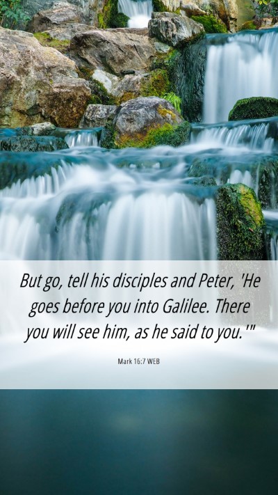 Picture 06 - Mark 16:7 WEB Mobile Phone Wallpaper - But go, tell his disciples and Peter, 'He goes - Mobile Bible Verse Wallpaper