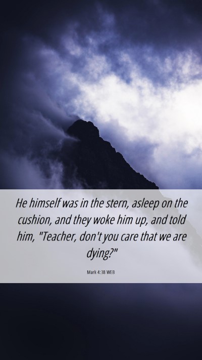Picture 06 - Mark 4:38 WEB Mobile Phone Wallpaper - He himself was in the stern, asleep on the - Mobile Bible Verse Wallpaper