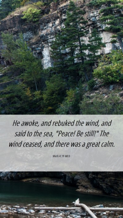 Picture 06 - Mark 4:39 WEB Mobile Phone Wallpaper - He awoke, and rebuked the wind, and said to the - Mobile Bible Verse Wallpaper