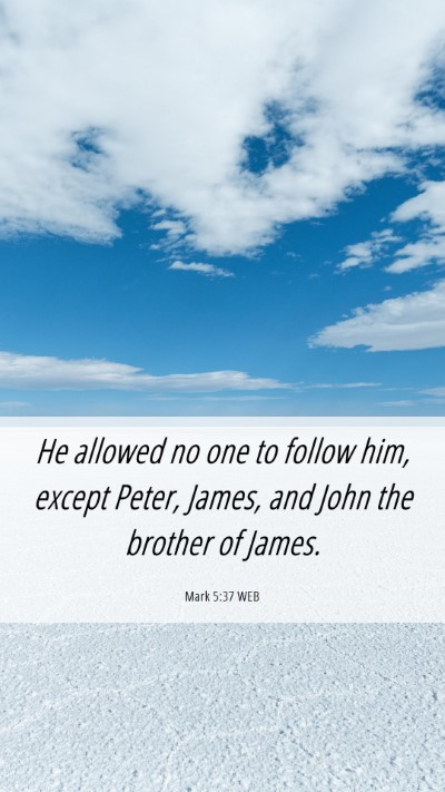 Picture 06 - Mark 5:37 WEB Mobile Phone Wallpaper - He allowed no one to follow him, except Peter, - Mobile Bible Verse Wallpaper