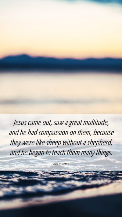 Picture 06 - Mark 6:34 WEB Mobile Phone Wallpaper - Jesus came out, saw a great multitude, and he had - Mobile Bible Verse Wallpaper