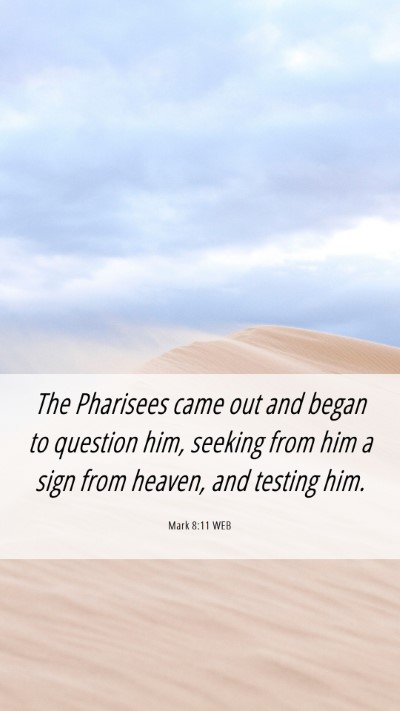 Picture 06 - Mark 8:11 WEB Mobile Phone Wallpaper - The Pharisees came out and began to question him, - Mobile Bible Verse Wallpaper