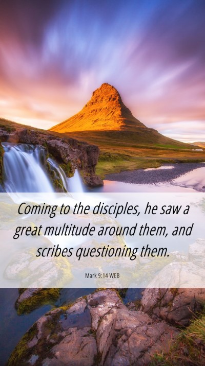Picture 06 - Mark 9:14 WEB Mobile Phone Wallpaper - Coming to the disciples, he saw a great multitude - Mobile Bible Verse Wallpaper