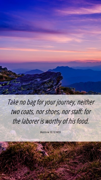 Picture 06 - Matthew 10:10 WEB Mobile Phone Wallpaper - Take no bag for your journey, neither two coats, - Mobile Bible Verse Wallpaper