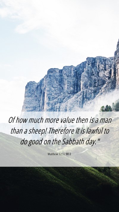 Picture 06 - Matthew 12:12 WEB Mobile Phone Wallpaper - Of how much more value then is a man than a - Mobile Bible Verse Wallpaper