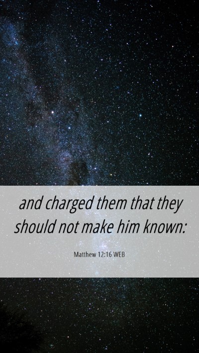 Picture 06 - Matthew 12:16 WEB Mobile Phone Wallpaper - and charged them that they should not make him - Mobile Bible Verse Wallpaper
