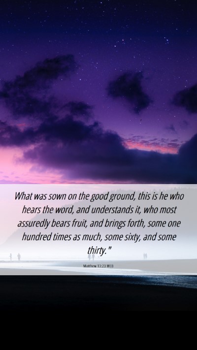 Picture 06 - Matthew 13:23 WEB Mobile Phone Wallpaper - What was sown on the good ground, this is he who - Mobile Bible Verse Wallpaper