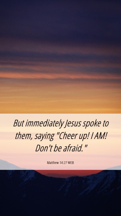 Picture 06 - Matthew 14:27 WEB Mobile Phone Wallpaper - But immediately Jesus spoke to them, saying - Mobile Bible Verse Wallpaper