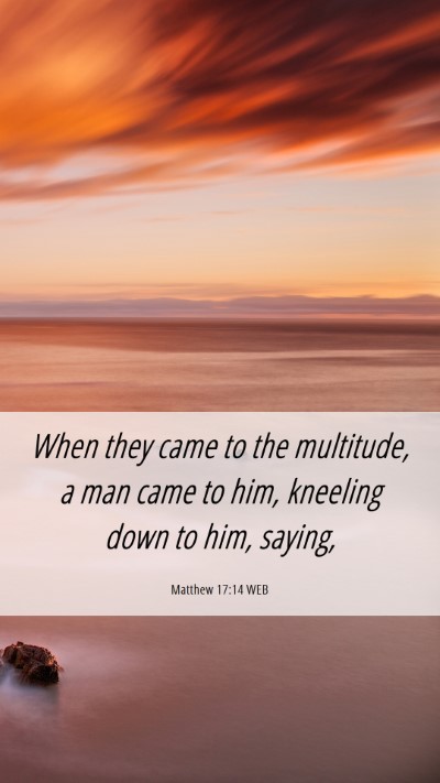 Picture 06 - Matthew 17:14 WEB Mobile Phone Wallpaper - When they came to the multitude, a man came to - Mobile Bible Verse Wallpaper