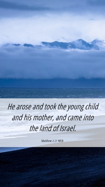Picture 06 - Matthew 2:21 WEB Mobile Phone Wallpaper - He arose and took the young child and his mother, - Mobile Bible Verse Wallpaper