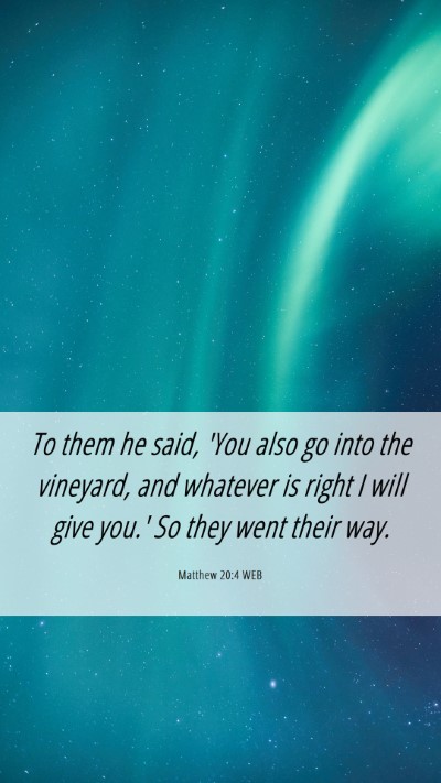 Picture 06 - Matthew 20:4 WEB Mobile Phone Wallpaper - To them he said, 'You also go into the vineyard, - Mobile Bible Verse Wallpaper