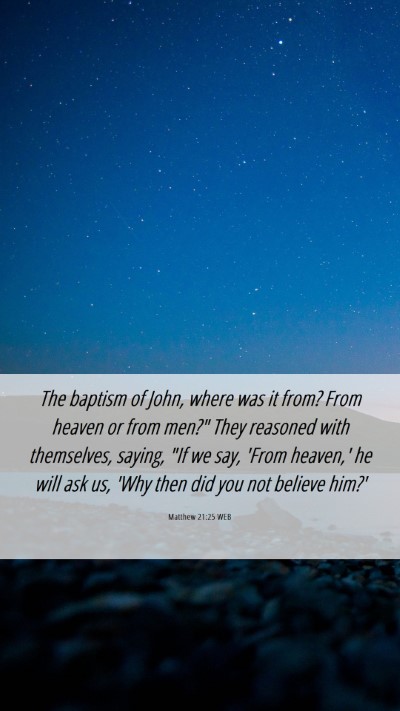 Picture 06 - Matthew 21:25 WEB Mobile Phone Wallpaper - The baptism of John, where was it from? From - Mobile Bible Verse Wallpaper