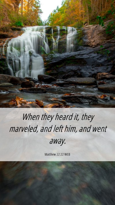 Picture 06 - Matthew 22:22 WEB Mobile Phone Wallpaper - When they heard it, they marveled, and left him, - Mobile Bible Verse Wallpaper