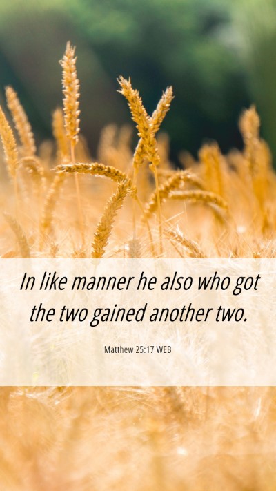 Picture 06 - Matthew 25:17 WEB Mobile Phone Wallpaper - In like manner he also who got the two gained - Mobile Bible Verse Wallpaper