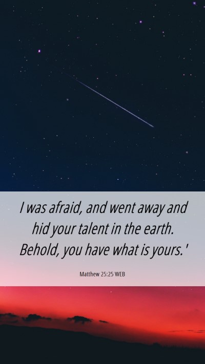 Picture 06 - Matthew 25:25 WEB Mobile Phone Wallpaper - I was afraid, and went away and hid your talent - Mobile Bible Verse Wallpaper