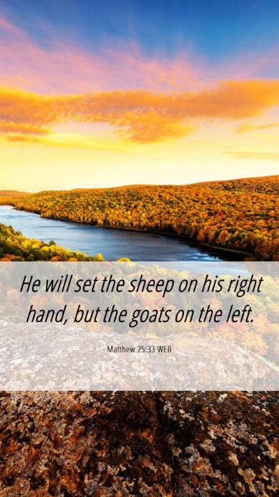 Picture 06 - Matthew 25:33 WEB Mobile Phone Wallpaper - He will set the sheep on his right hand, but the - Mobile Bible Verse Wallpaper