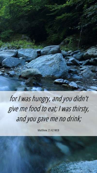 Picture 06 - Matthew 25:42 WEB Mobile Phone Wallpaper - for I was hungry, and you didn't give me food to - Mobile Bible Verse Wallpaper