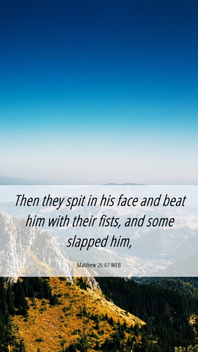 Picture 06 - Matthew 26:67 WEB Mobile Phone Wallpaper - Then they spit in his face and beat him with - Mobile Bible Verse Wallpaper