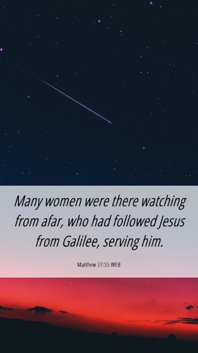 Picture 06 - Matthew 27:55 WEB Mobile Phone Wallpaper - Many women were there watching from afar, who had - Mobile Bible Verse Wallpaper