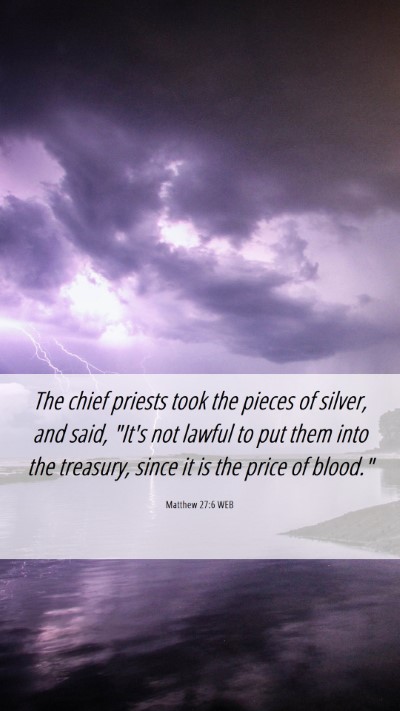 Picture 06 - Matthew 27:6 WEB Mobile Phone Wallpaper - The chief priests took the pieces of silver, and - Mobile Bible Verse Wallpaper