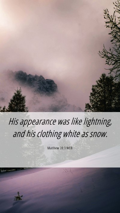 Picture 06 - Matthew 28:3 WEB Mobile Phone Wallpaper - His appearance was like lightning, and his - Mobile Bible Verse Wallpaper