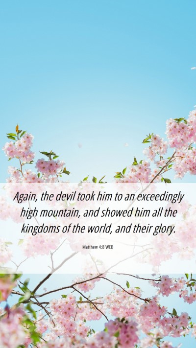 Picture 06 - Matthew 4:8 WEB Mobile Phone Wallpaper - Again, the devil took him to an exceedingly high - Mobile Bible Verse Wallpaper