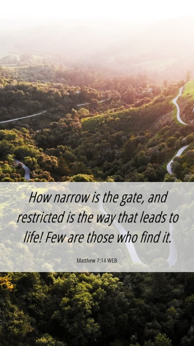 Picture 06 - Matthew 7:14 WEB Mobile Phone Wallpaper - How narrow is the gate, and restricted is the way - Mobile Bible Verse Wallpaper