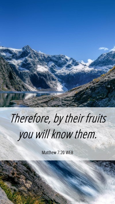 Picture 06 - Matthew 7:20 WEB Mobile Phone Wallpaper - Therefore, by their fruits you will know - Mobile Bible Verse Wallpaper