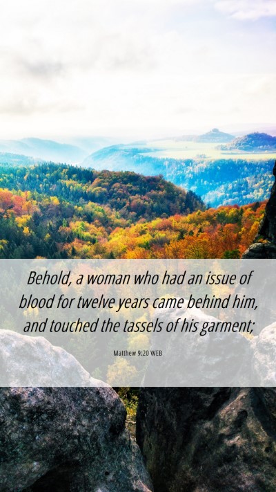 Picture 06 - Matthew 9:20 WEB Mobile Phone Wallpaper - Behold, a woman who had an issue of blood for - Mobile Bible Verse Wallpaper