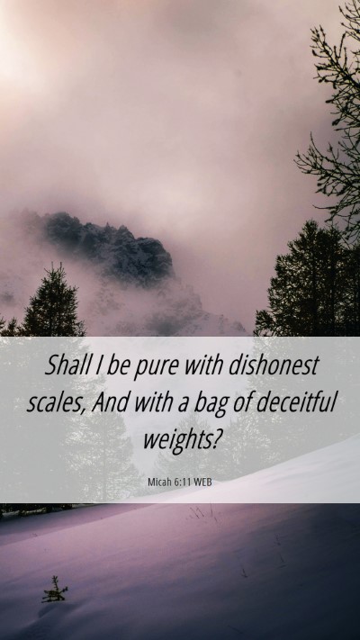 Picture 06 - Micah 6:11 WEB Mobile Phone Wallpaper - Shall I be pure with dishonest scales, And with a - Mobile Bible Verse Wallpaper
