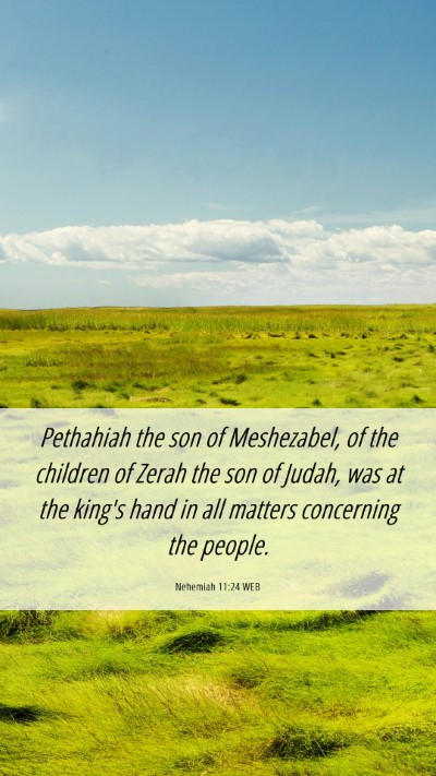 Picture 06 - Nehemiah 11:24 WEB Mobile Phone Wallpaper - Pethahiah the son of Meshezabel, of the children - Mobile Bible Verse Wallpaper