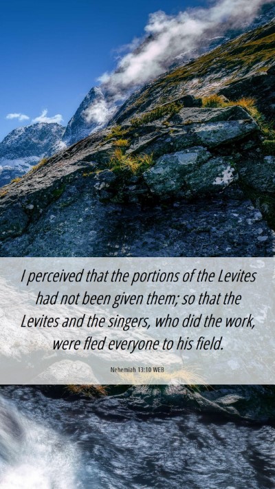 Picture 06 - Nehemiah 13:10 WEB Mobile Phone Wallpaper - I perceived that the portions of the Levites had - Mobile Bible Verse Wallpaper