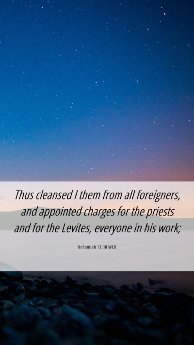 Picture 06 - Nehemiah 13:30 WEB Mobile Phone Wallpaper - Thus cleansed I them from all foreigners, and - Mobile Bible Verse Wallpaper