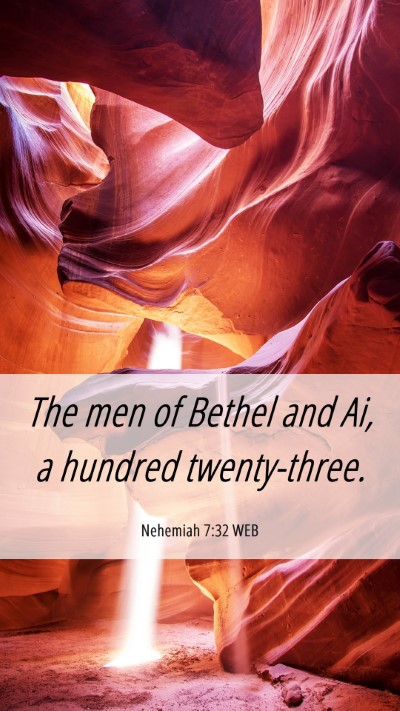 Picture 06 - Nehemiah 7:32 WEB Mobile Phone Wallpaper - The men of Bethel and Ai, a hundred - Mobile Bible Verse Wallpaper