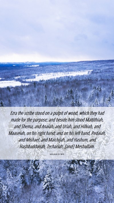 Picture 06 - Nehemiah 8:4 WEB Mobile Phone Wallpaper - Ezra the scribe stood on a pulpit of wood, which - Mobile Bible Verse Wallpaper