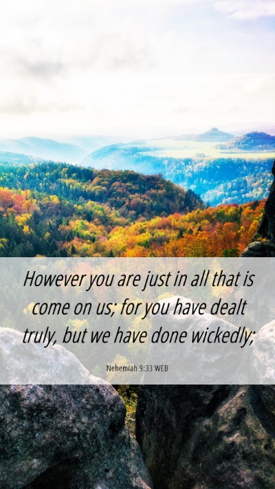 Picture 06 - Nehemiah 9:33 WEB Mobile Phone Wallpaper - However you are just in all that is come on us; - Mobile Bible Verse Wallpaper
