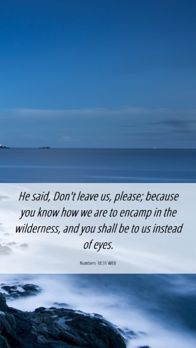 Picture 06 - Numbers 10:31 WEB Mobile Phone Wallpaper - He said, Don't leave us, please; because you know - Mobile Bible Verse Wallpaper